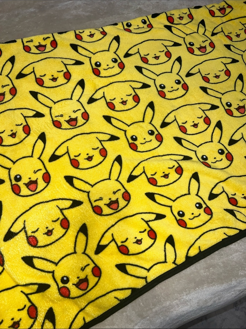 Northwest Yellow Pikachu Face Plush Throw Blanket